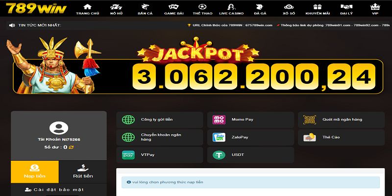 789Win hỗ trợ đa dạng phương thức nạp tiền cấp vốn cược